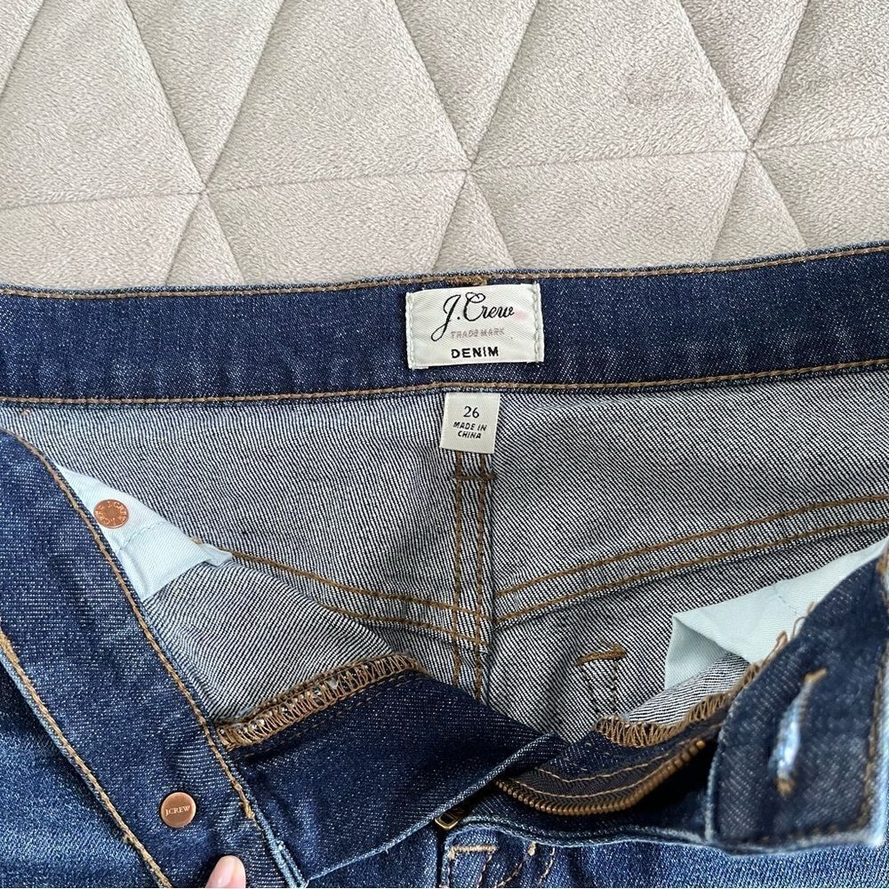 J. Crew A-Line Medium Wash Mini Skirt Denim Cutoff Jean Raw Edge Hem Size 26 - Picture 4 of 10